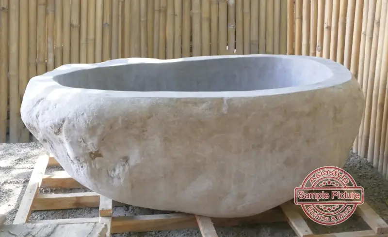 Product image of the product “Basin from Riverstone, Natural surface, polished inside. Dia approx 111-120. Height 41-50 ”